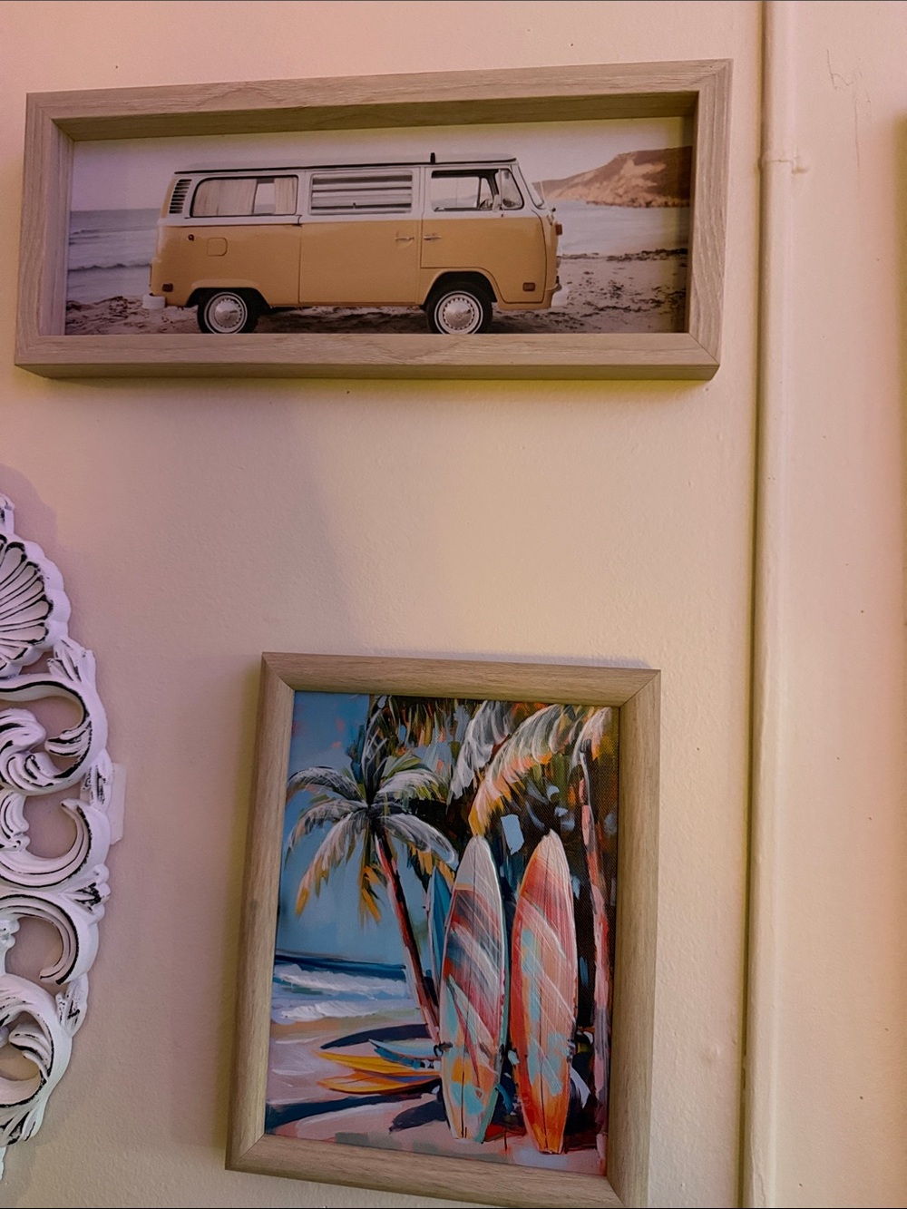 Framed Beach Surf Wall Art - Yellow and Multicolor